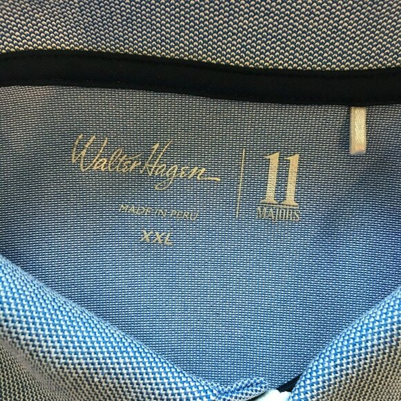 Walter Hagen 11 Majors Men's 3-Button Golf Polo Sz XXL Colorblock Blue and White - Picture 11 of 15